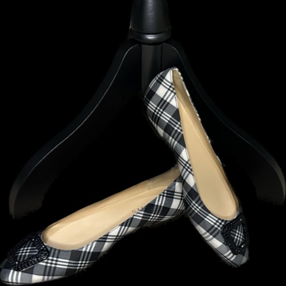 Talbots Shoes - Talbots Women's Black & White (with gray) Ballet Flats (Size 7 M)